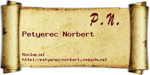 Petyerec Norbert névjegykártya